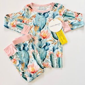 NWT Grace Brooke + Co Cactus and Floral bamboo Set - Pink and Green